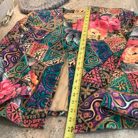 Jacques Fath Paris Vintage Floral Jacket EU Size 42 - Picture 8 of 10